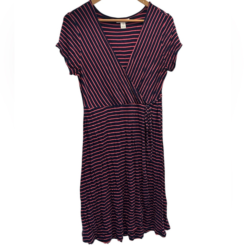 Motherhood Navy and Pink Striped Midi maternity Dress size medium